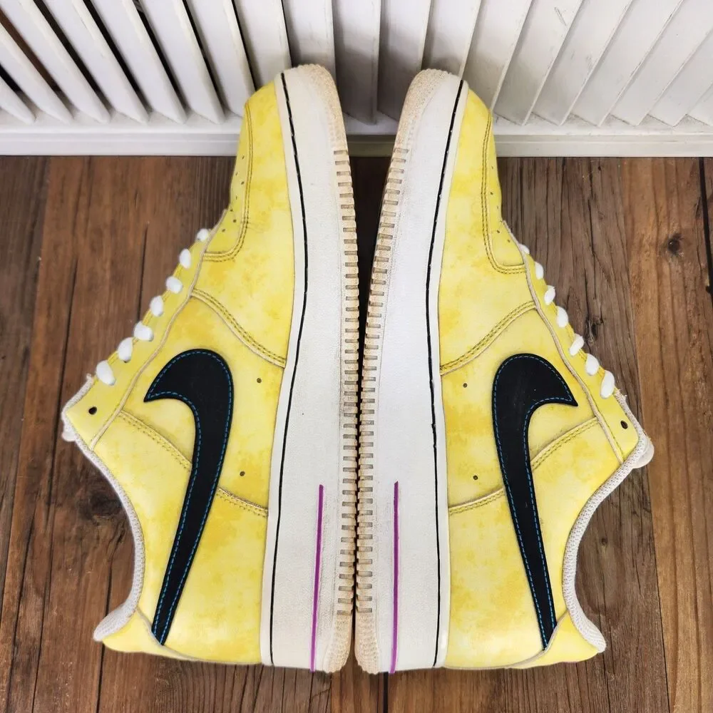 Nike Air Force 1 Peace Love & Basketball Sneakers Mens Sz 9.5 Yellow DC1416-700